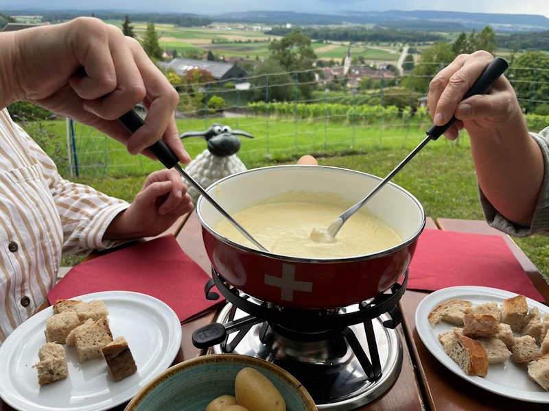 Fondueplausch auf der Terrasse in der Guggere, Benken Fondueplausch auf der Terrasse in der Guggere, Benken